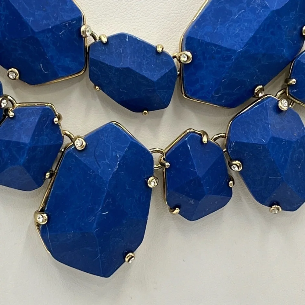 Kate Spade Blue Lapis Lazuli‎ Quarry Gems Double Statement Gold Plated Necklace